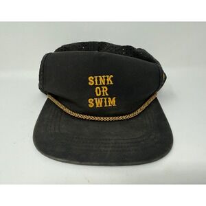 Black Snapback Cap SINK OR SWIM Embroidery Nautical Anchor Logo RB